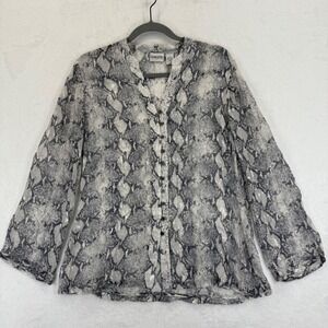 Chico's Silk Blend Button Front Blouse Top Snakeskin Print Women's 1 US‎ S READ